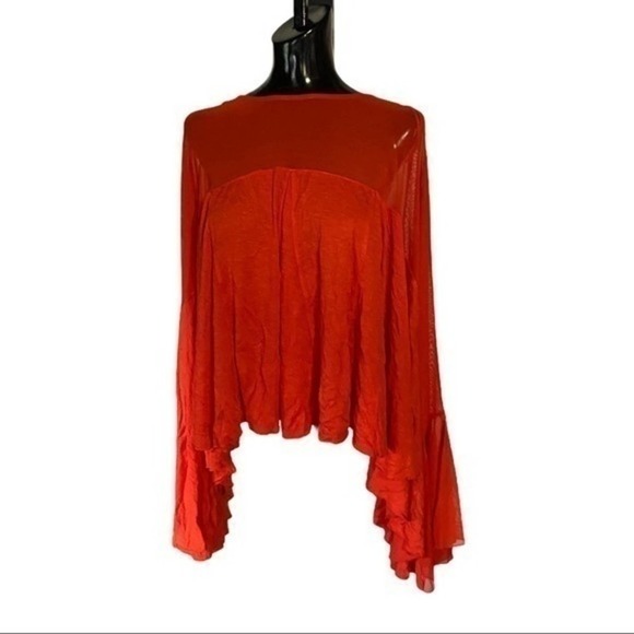 Free People On The Weekend Blouse Persimmon NWT Size Small - Picture 4 of 8